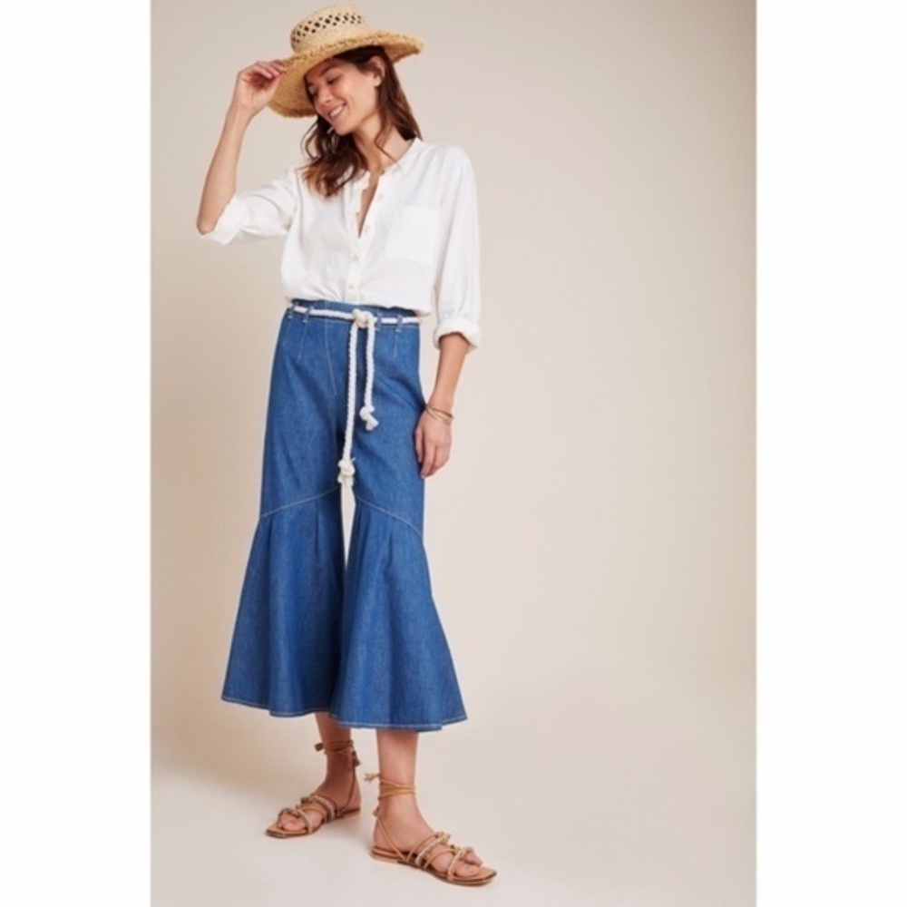 Anthropologie Wide Leg Ruffle Hem Jean 4